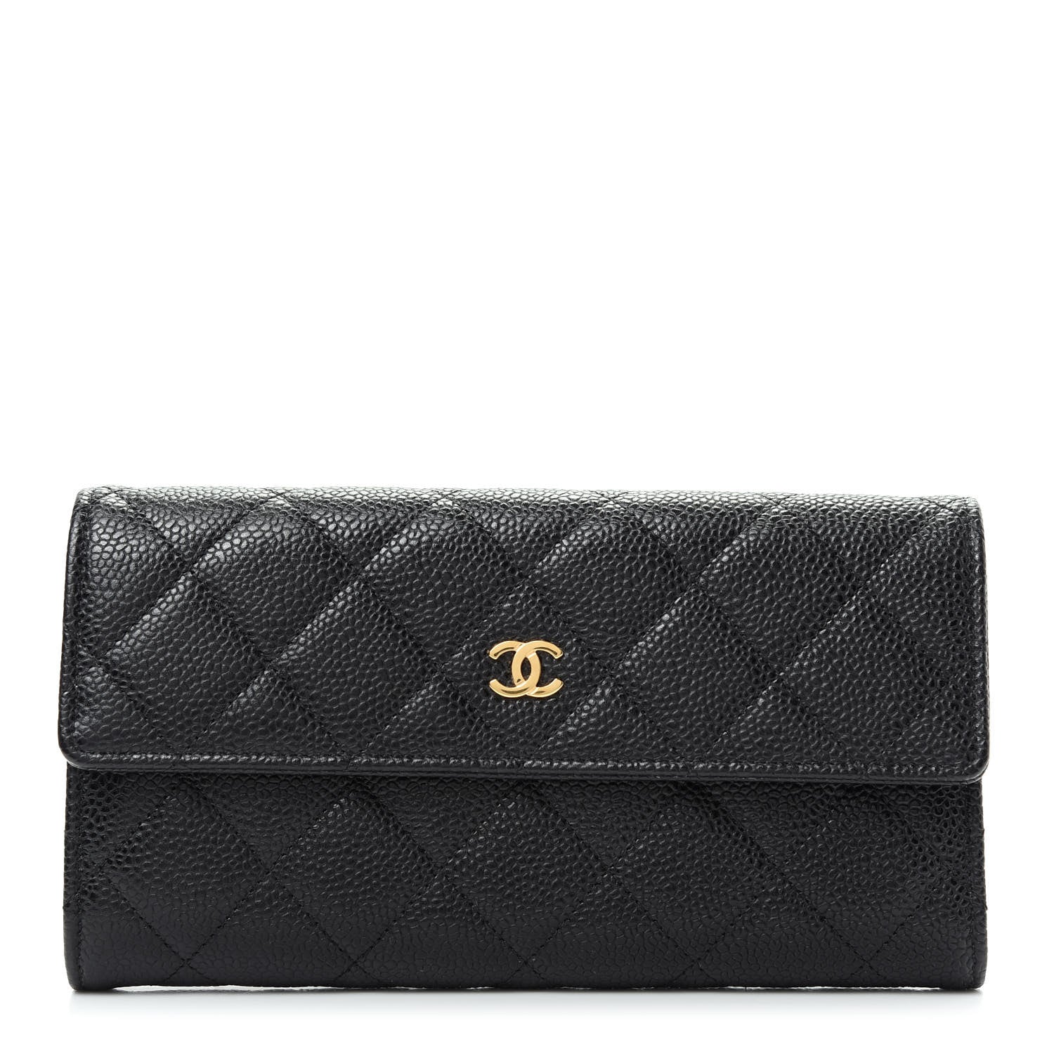 Chanel Caviar Quilted Large Gusset Flap Wallet Black 1 of 9