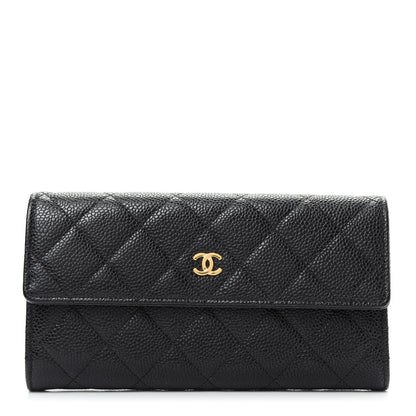 Chanel Caviar Quilted Large Gusset Flap Wallet Black 1 of 9