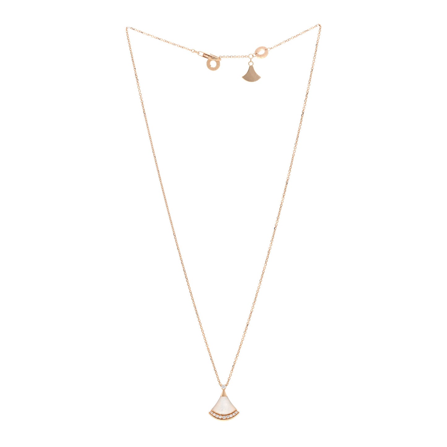 18K Rose Gold Diamond Mother of Pearl Divas' Dream Pave Pendant Necklace