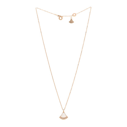 Bulgari 18K Rose Gold Diamond Mother of Pearl Divas' Dream Pave Pendant Necklace 3 of 5
