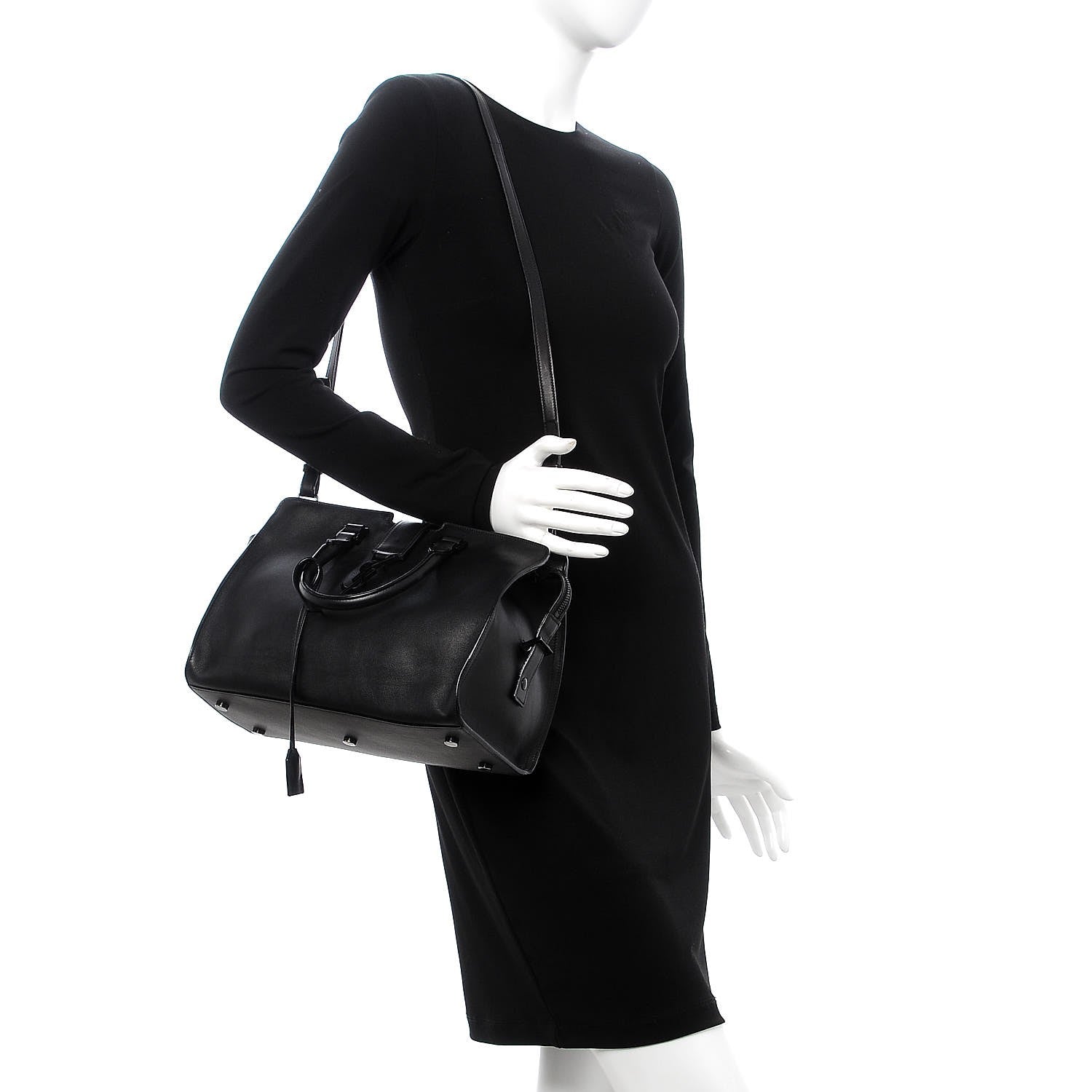 Saint Laurent Smooth Calfskin Small Monogram Cabas Black 2 of 8