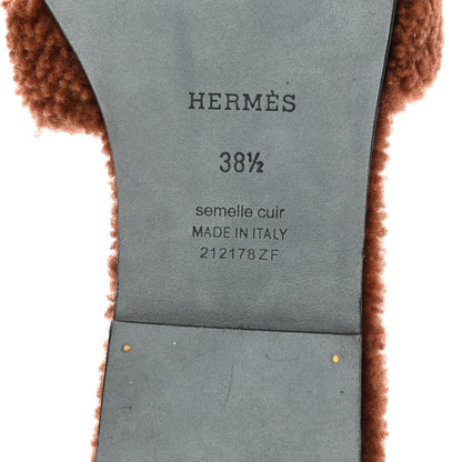 Hermes Woolskin Oran Sandals 38.5 Cognac 6 of 9