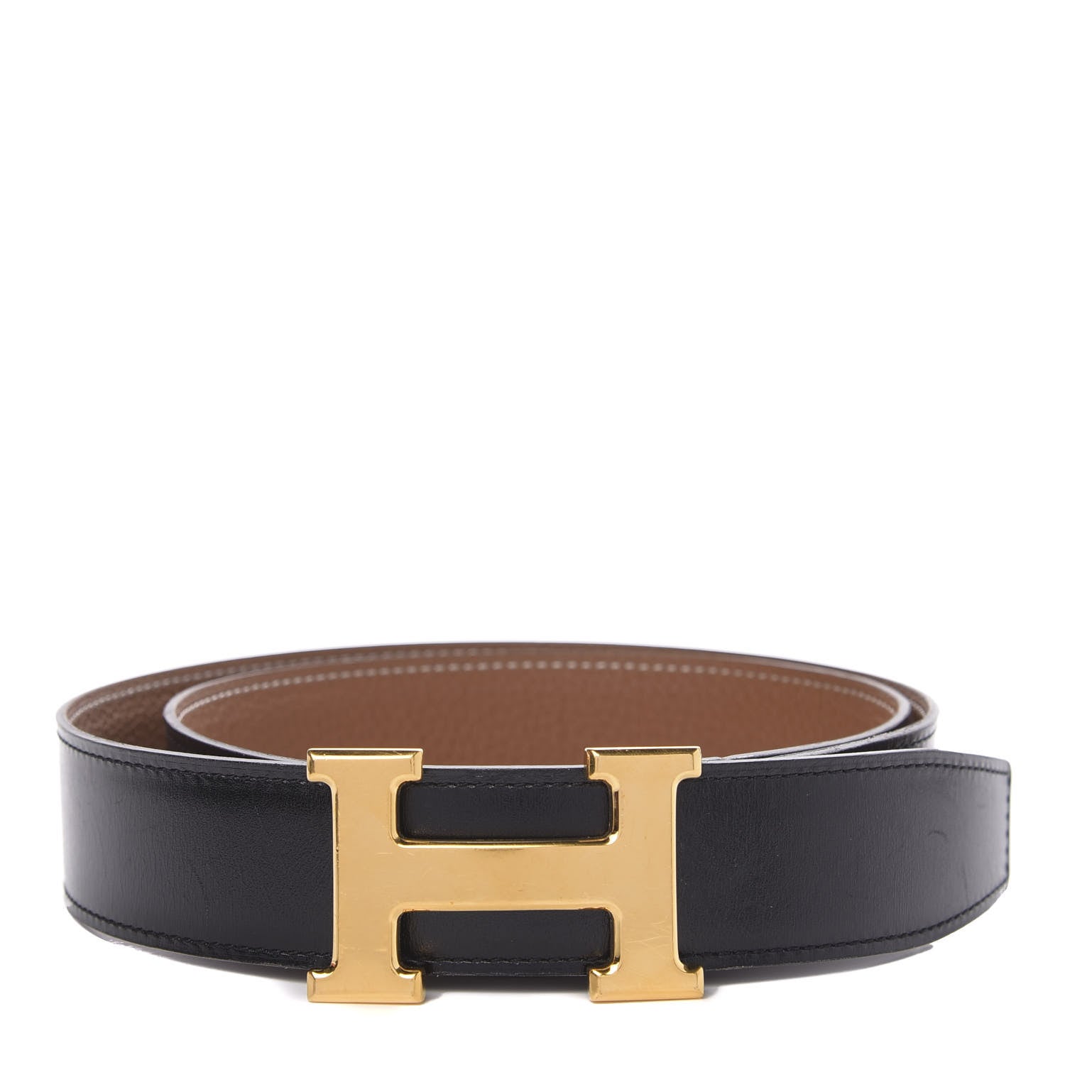 Hermes Box Togo 32mm H Belt 80 Black Gold 1 of 7