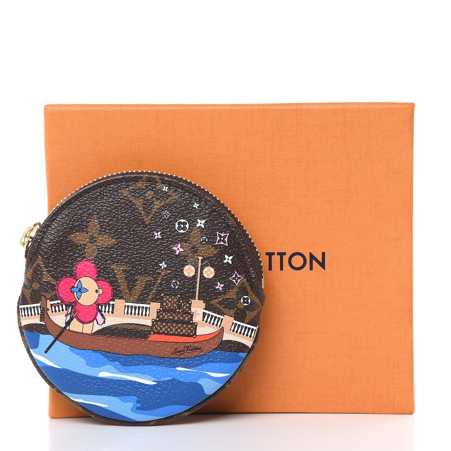 Monogram 2019 Christmas Animation Round Coin Purse Blue