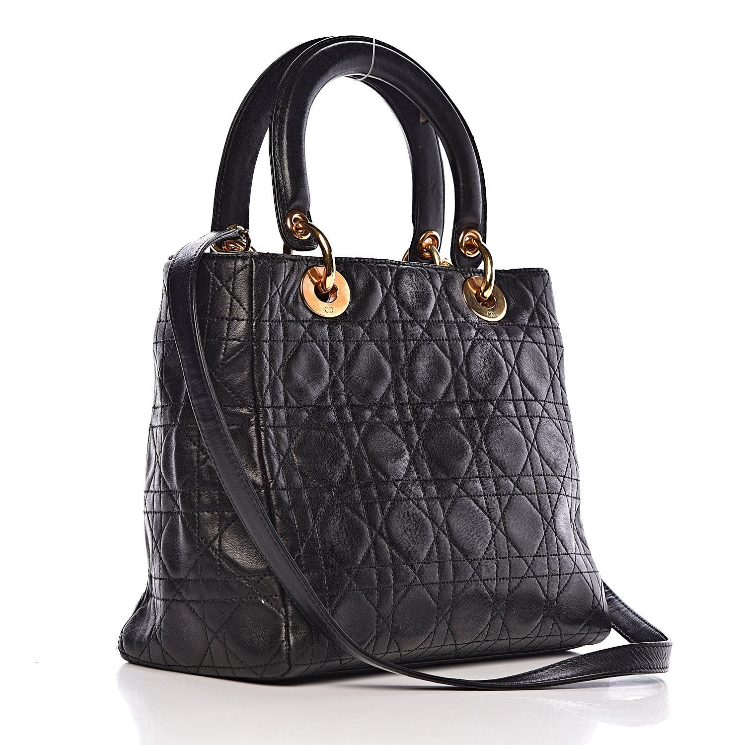 Christian Dior Lambskin Cannage Medium Lady Dior Black 4 of 20