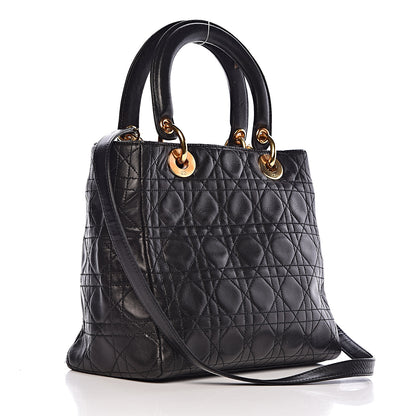Christian Dior Lambskin Cannage Medium Lady Dior Black 4 of 20