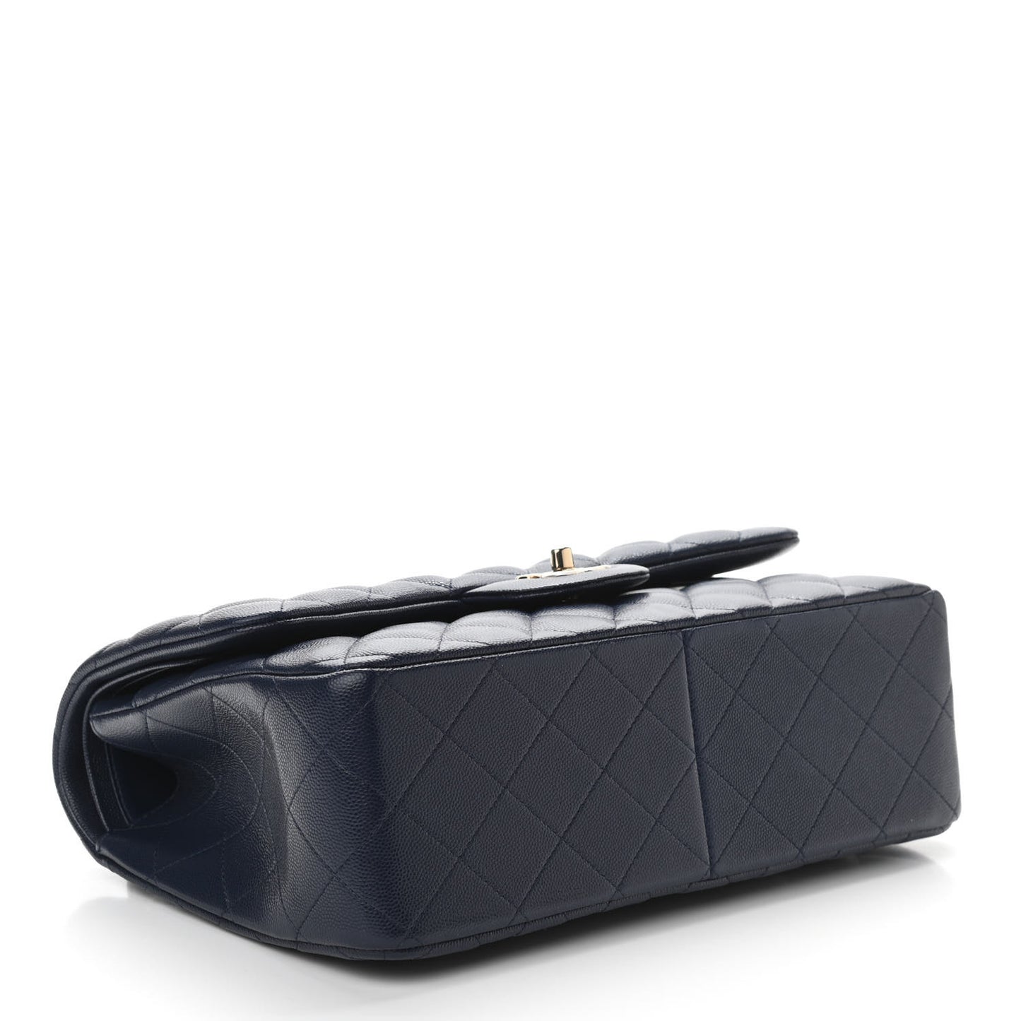 Caviar Quilted Jumbo Double Flap Navy Blue