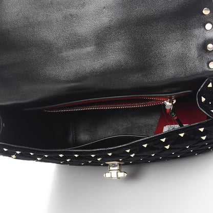 Valentino Garavani Velvet Medium Rockstud Spike Shoulder Bag Black 5 of 10