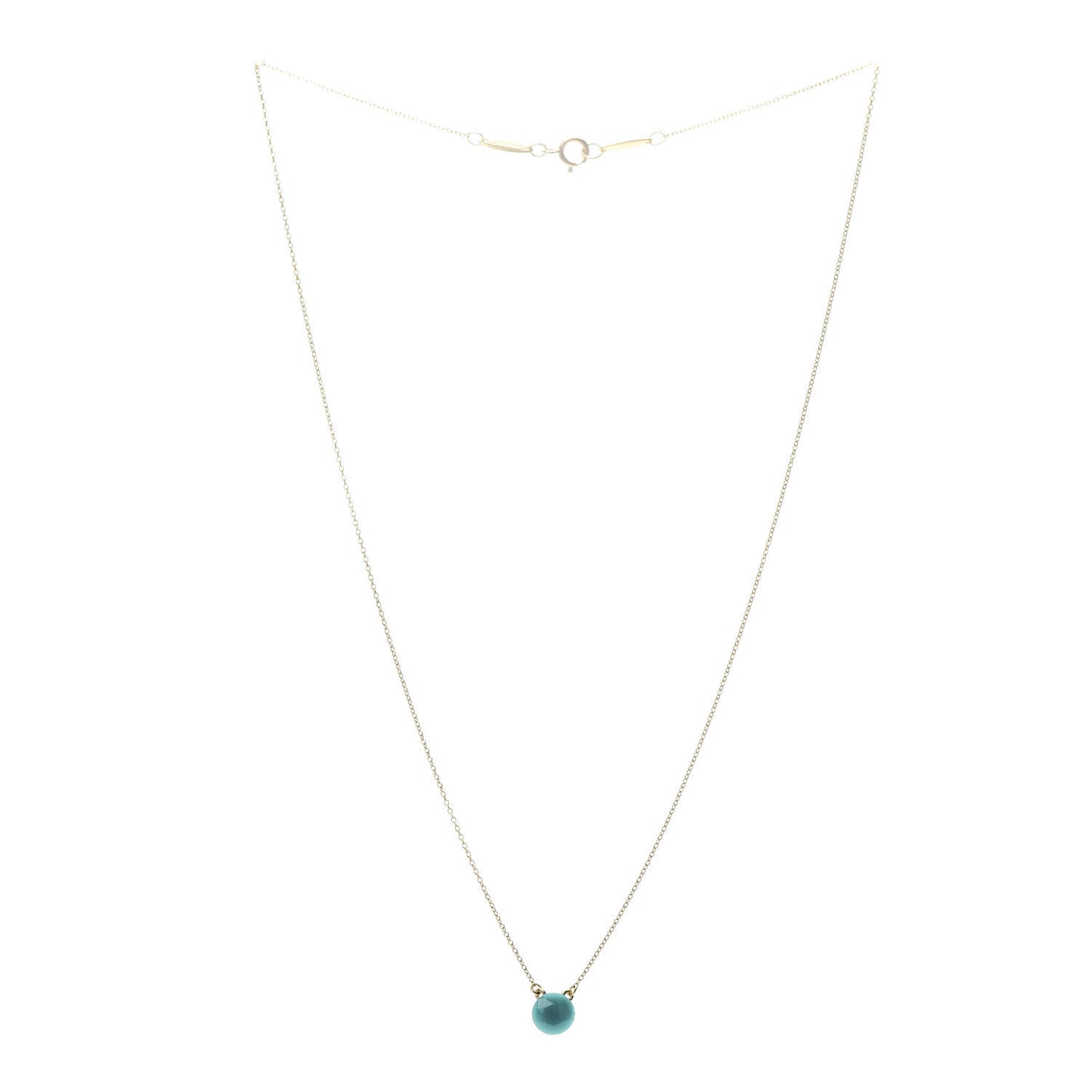 18K Yellow Gold Turquoise Elsa Peretti 1 Carat Pendant Necklace