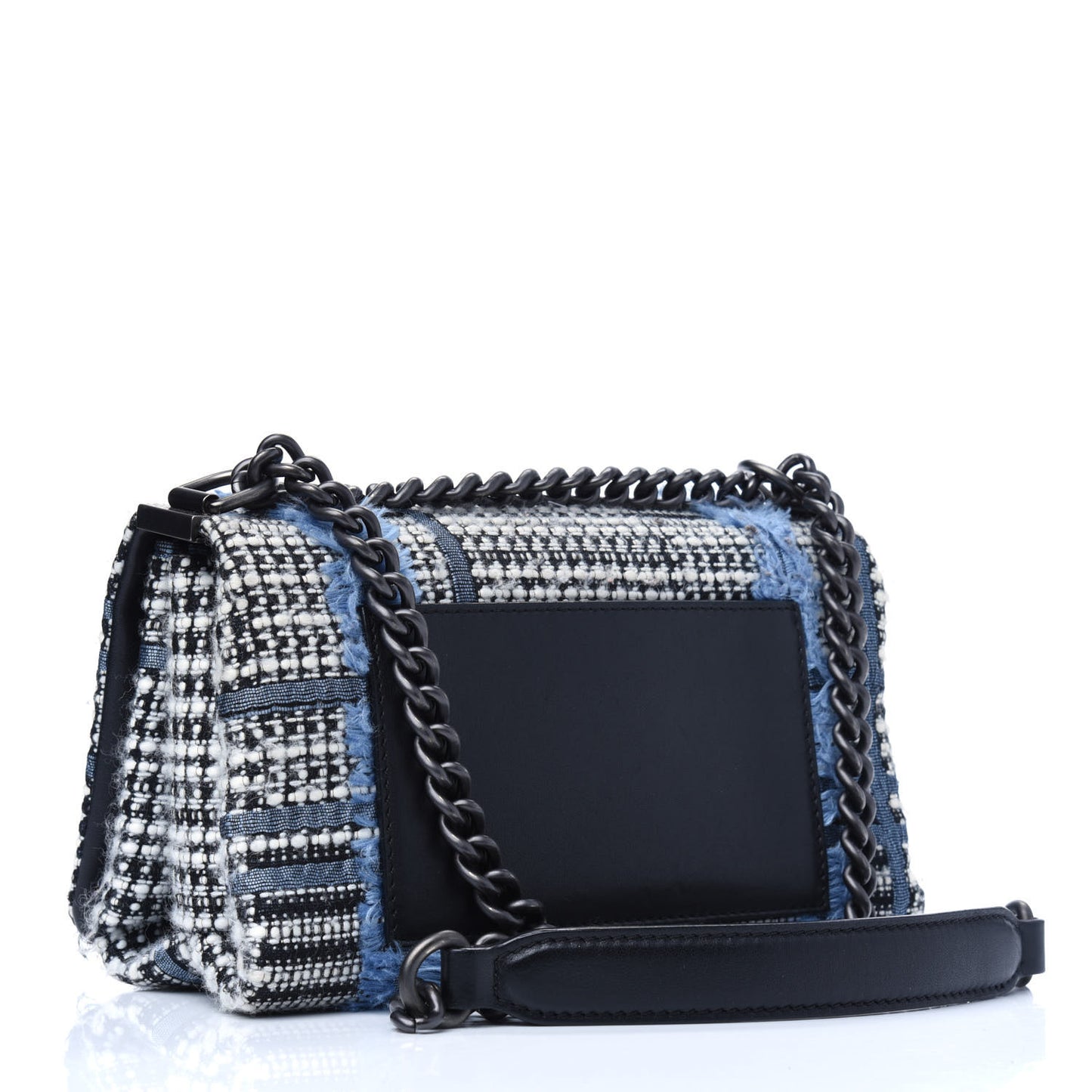 Calfskin Tweed Palazzo Sultan Shoulder Bag Blue Multicolor