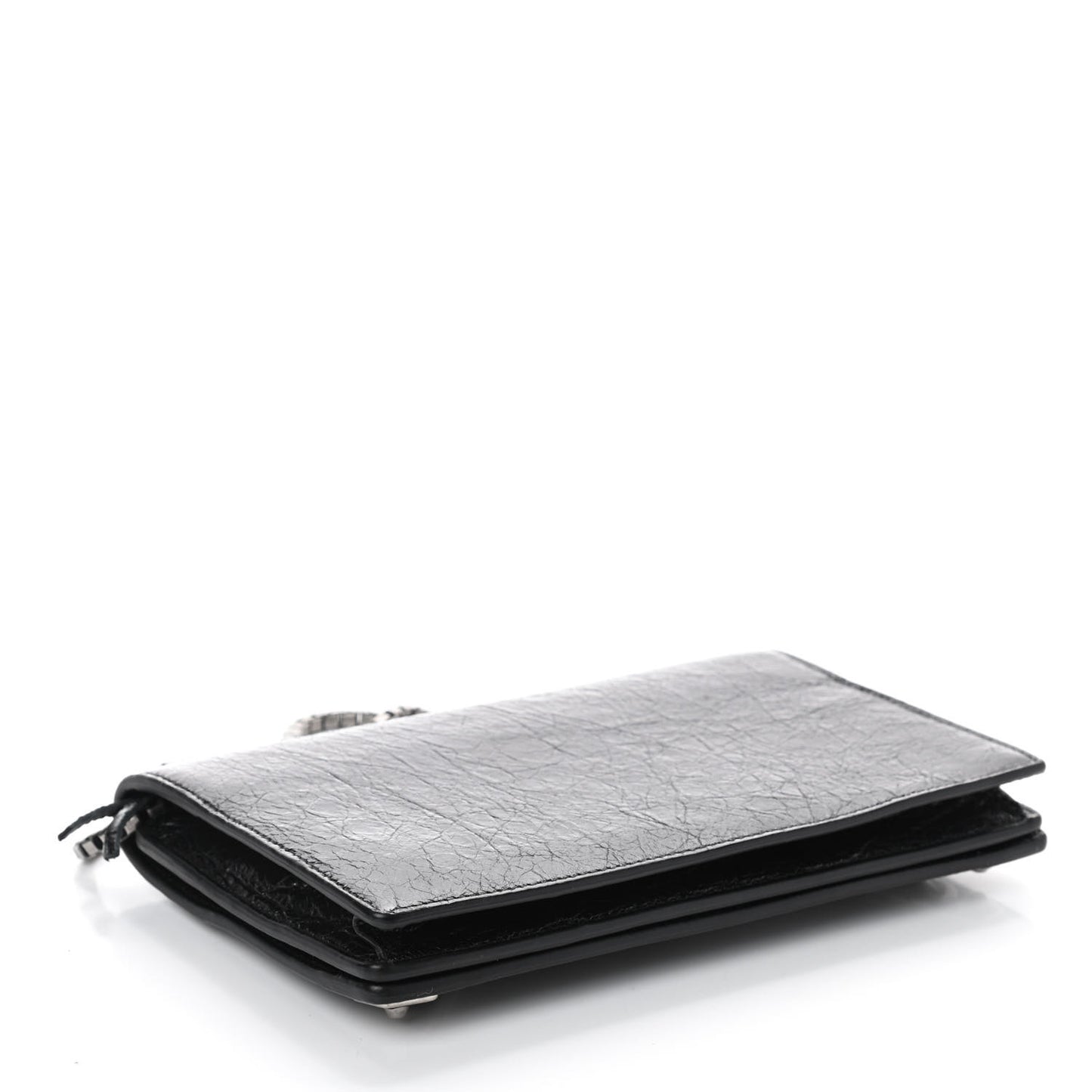 Agneau Silver Metallic Edge Hardware Wallet On Chain Black
