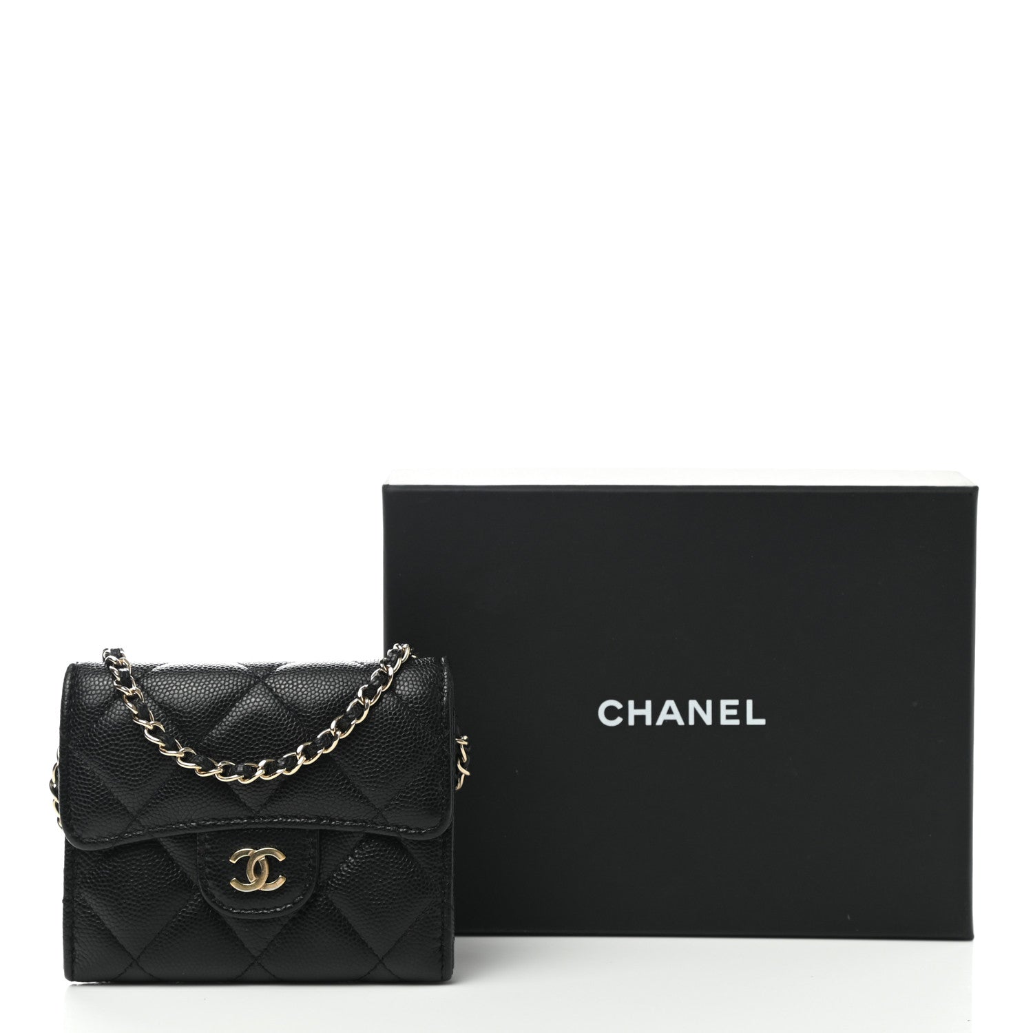 Chanel Caviar Quilted Flap Card Holder On Chain Black 13 of 13