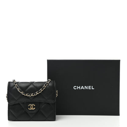 Chanel Caviar Quilted Flap Card Holder On Chain Black 13 of 13