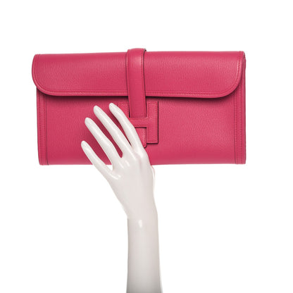 Hermes Chèvre Mysore Jige Elan 29 Clutch Rose Shocking 2 of 17