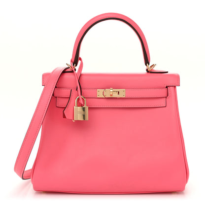 Hermes Swift Horseshoe Kelly Retourne 25 Rose Sakura Bleu Brume Rose Azalee Bougainvillea 1 of 10