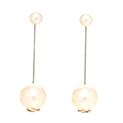 Chanel Pearl CC Chain Drop Earrings Gold 1 of 3