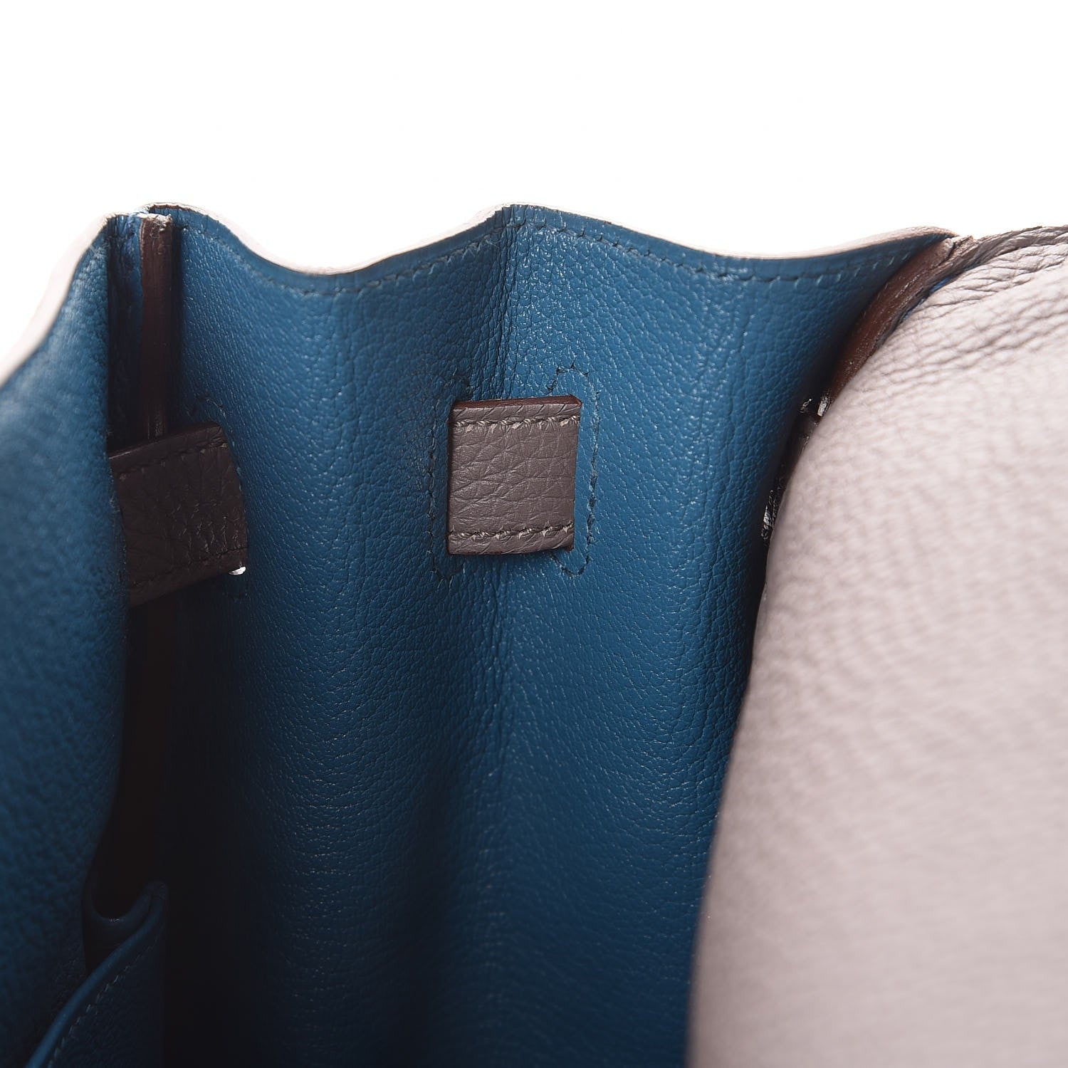 Hermes Togo Horseshoe Kelly Retourne 35 Etain Bleu Tempete 13 of 36