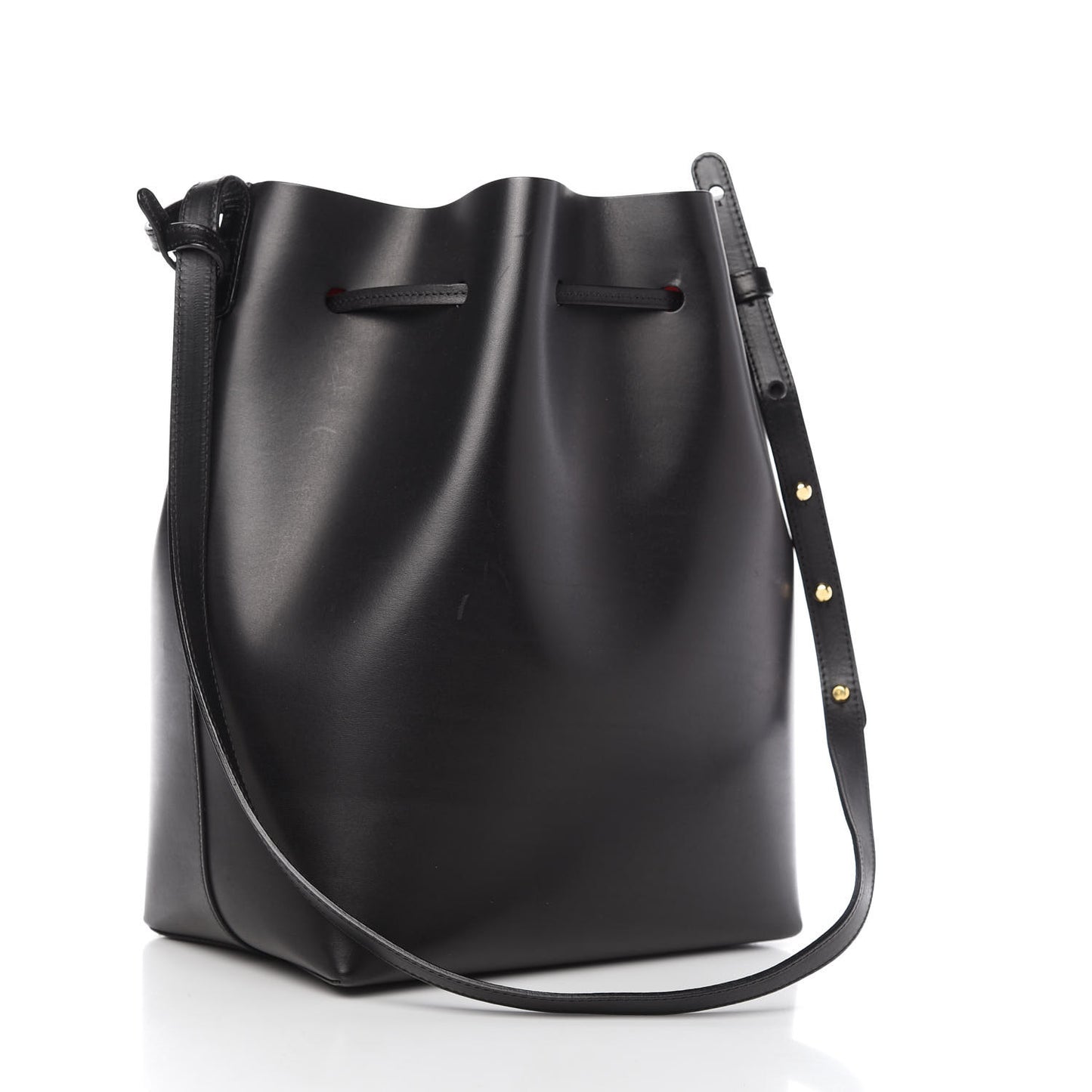 Vegetable Tanned Calfskin Bucket Bag Black Flamma