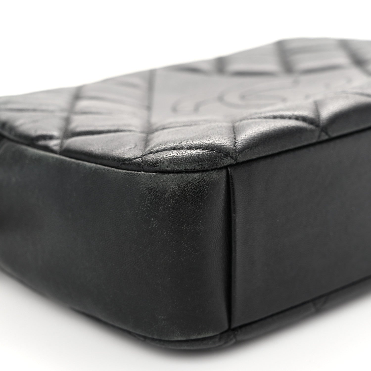 Chanel Lambskin Quilted Small Diamond CC Camera Case Black 9 of 11