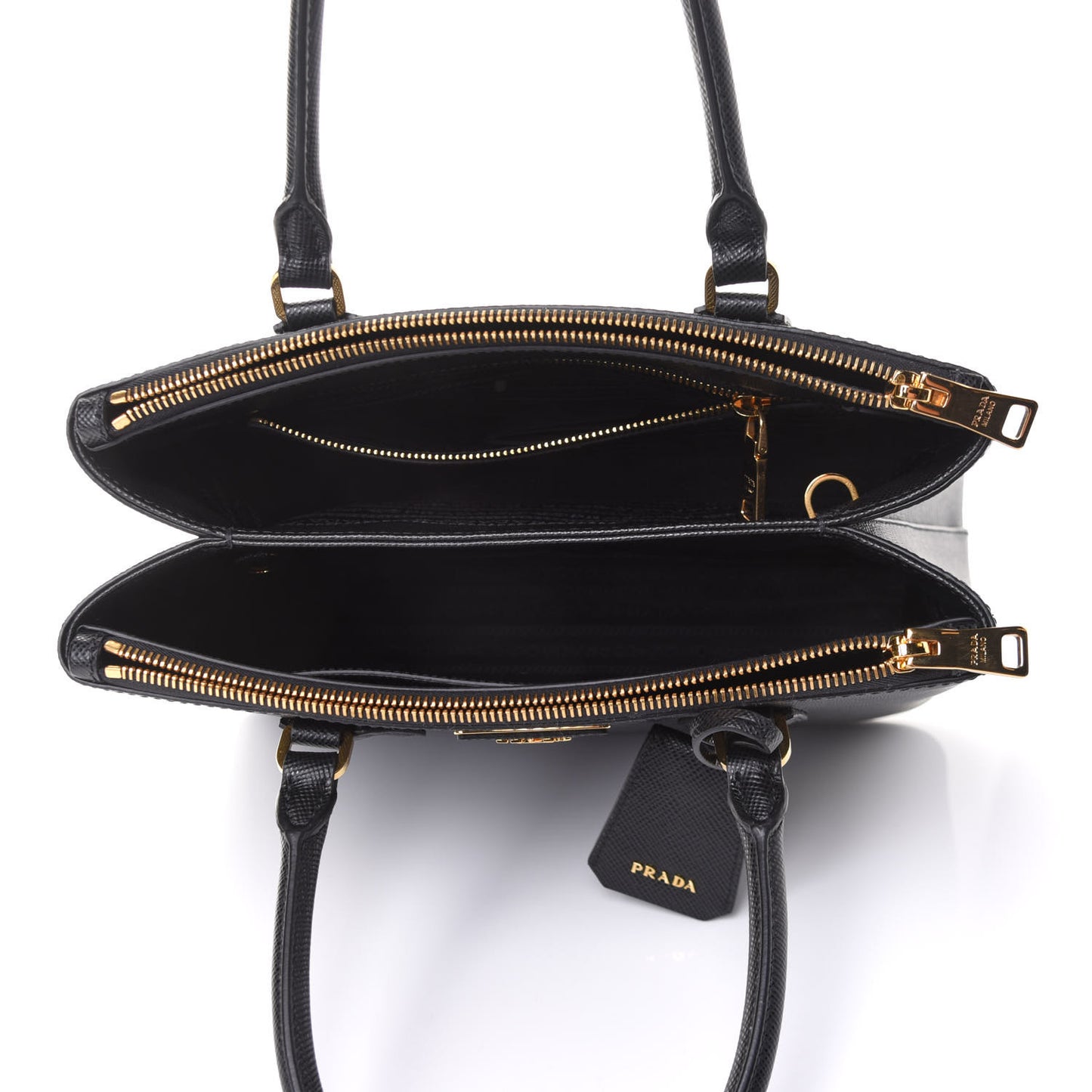 Saffiano Cuir Medium Galleria Double Zip Tote Black