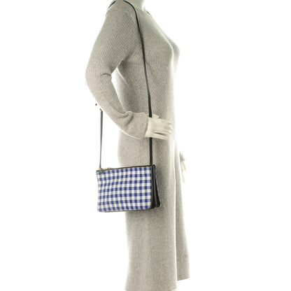 Celine Gingham Lambskin Small Trio Crossbody Bag Cobalt 2 of 8