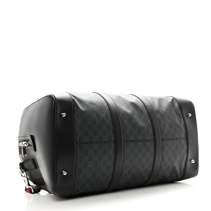 Gucci Soft GG Supreme Monogram Appia Calfskin Web Large Carry On Duffle Bag Black Grey 3 of 16