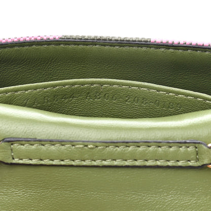 Fendi Raffia Pequin Gingham Woven Nano Baguette Charm Verde Militare Rosa 6 of 9