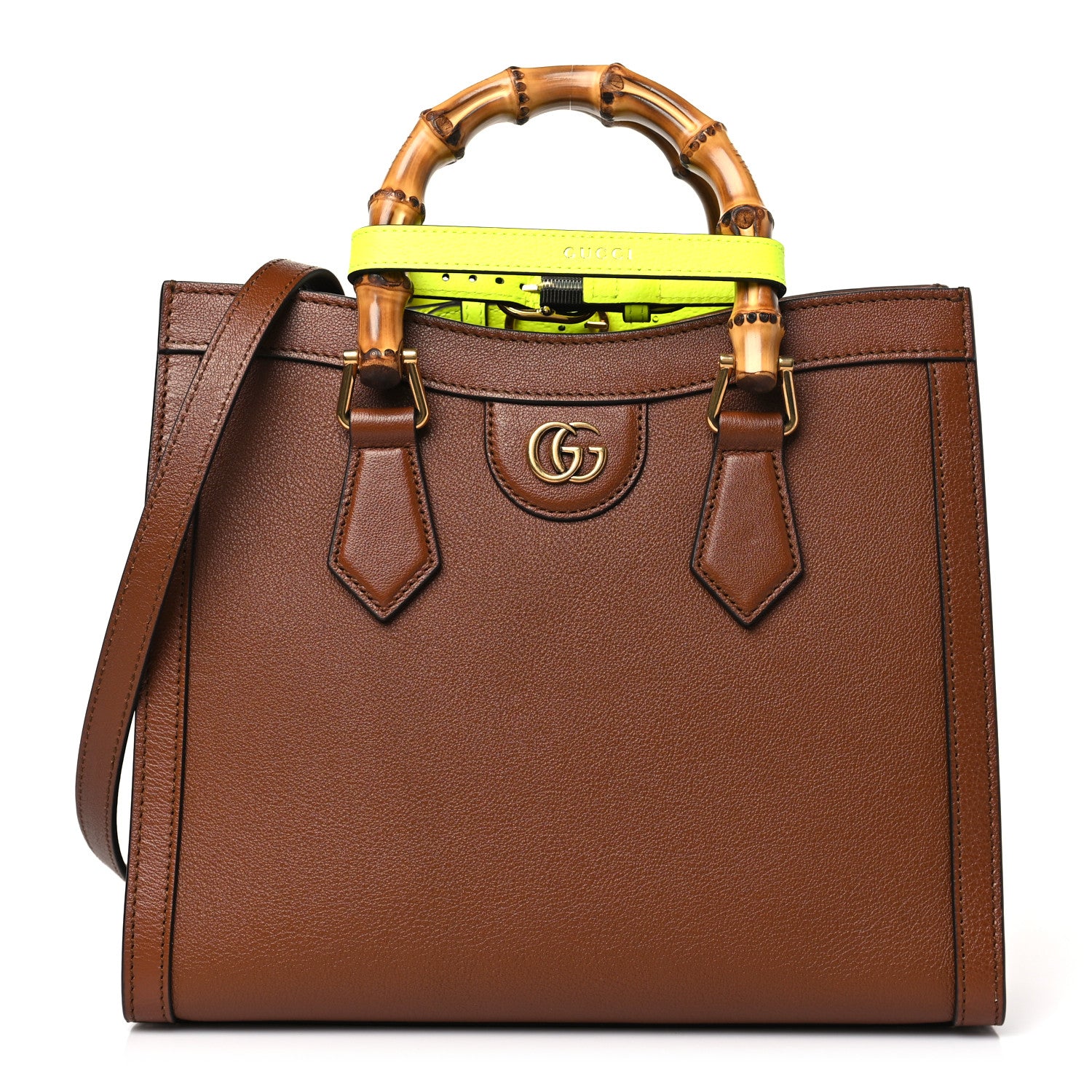Gucci Wonka Grain Calfskin Small Diana Tote Bag Cuir Yellow Fluo 1 of 9