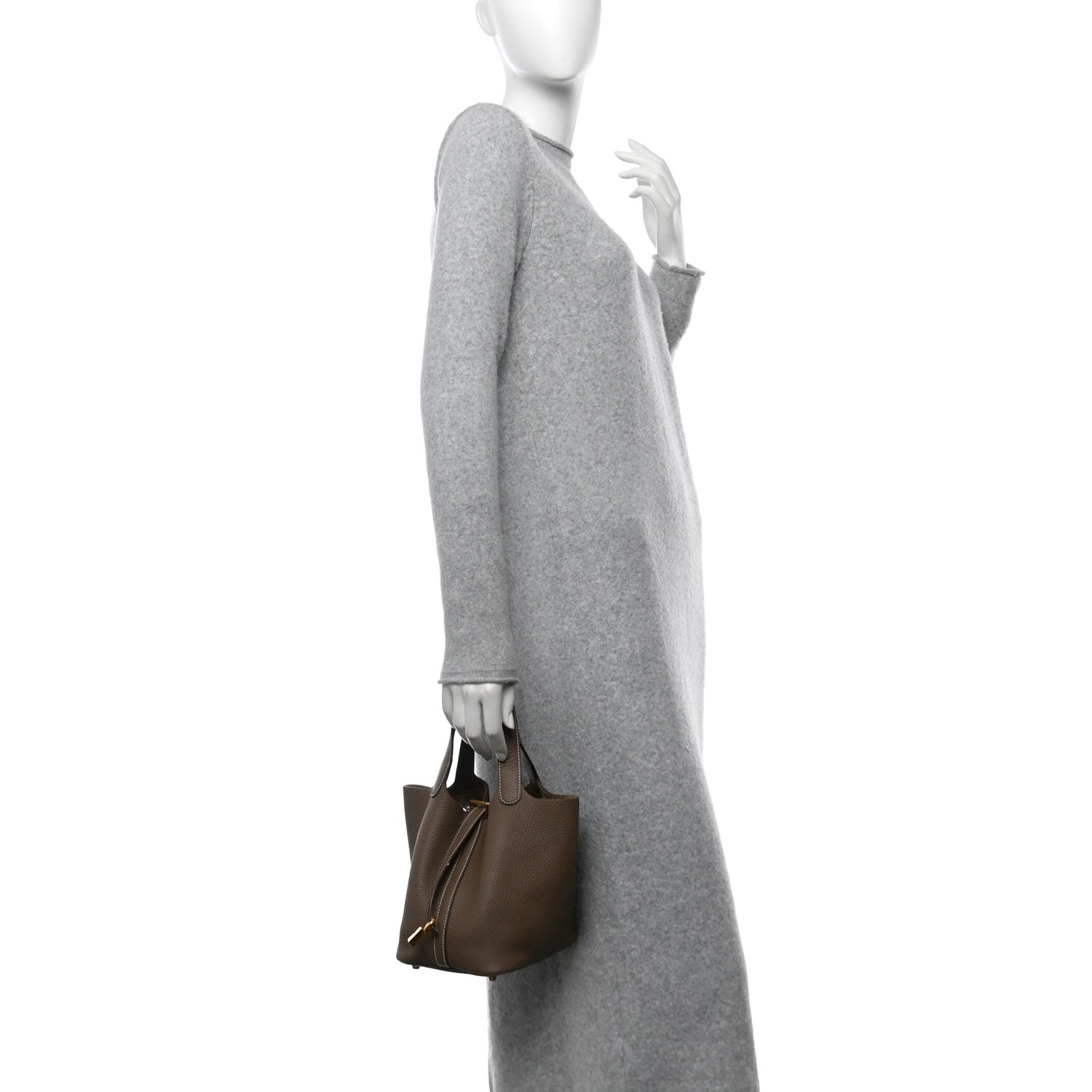 Hermes Taurillon Clemence Picotin Lock 18 PM Etoupe 2 of 11