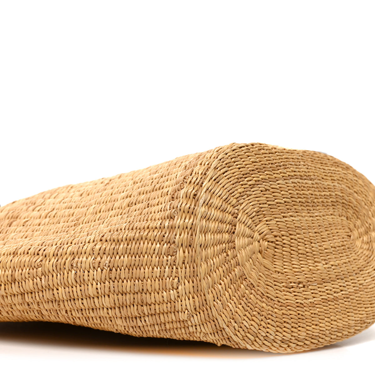 Raffia Calfskin Shell Basket Tote Natural Pecan