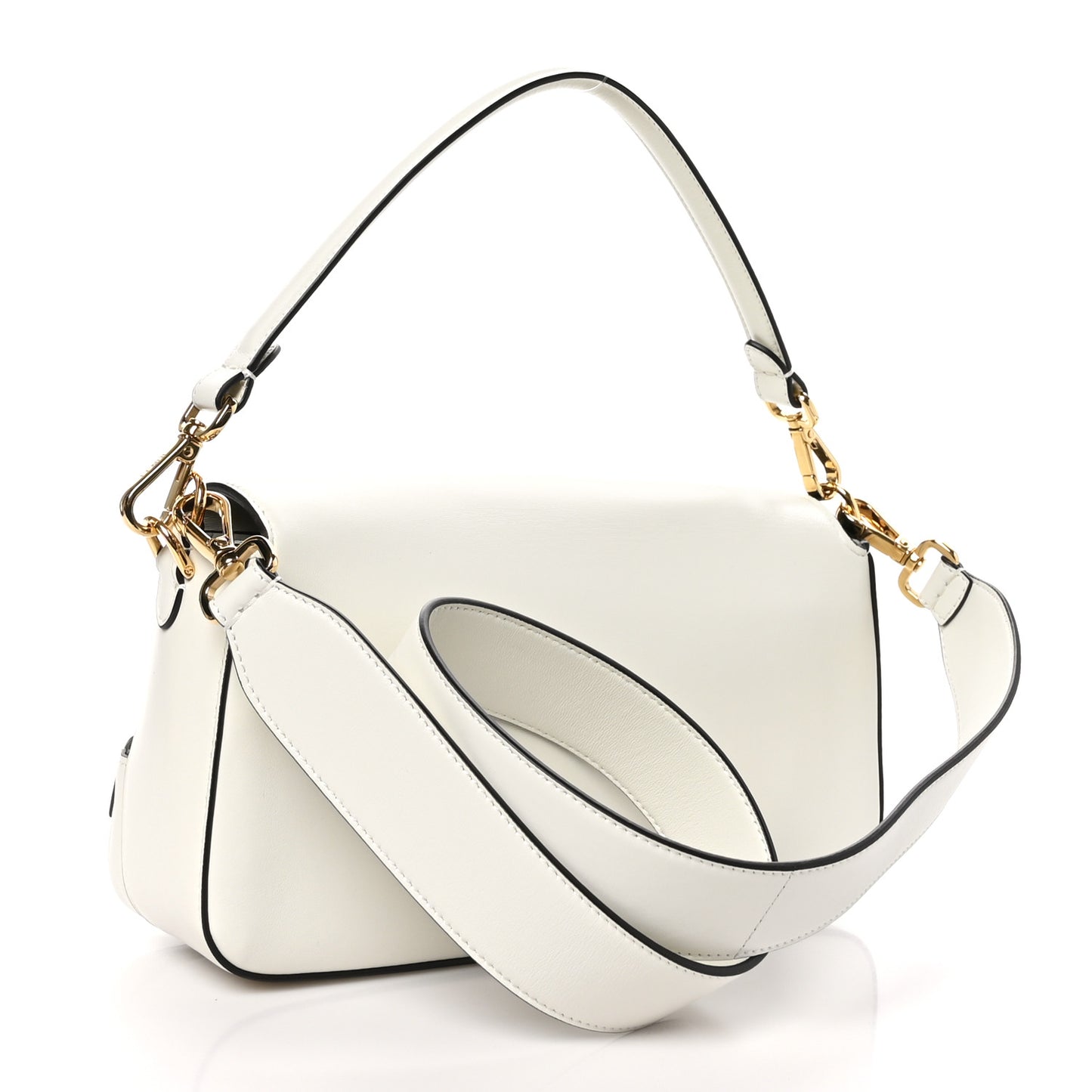 Shiny Nappa Multipocket Baguette White Ice