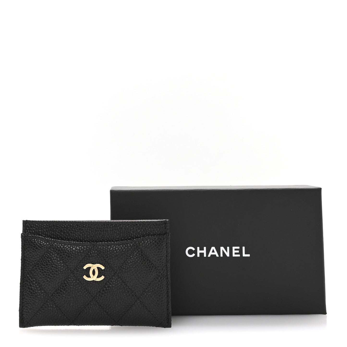 Caviar Quilted Card Holder Black