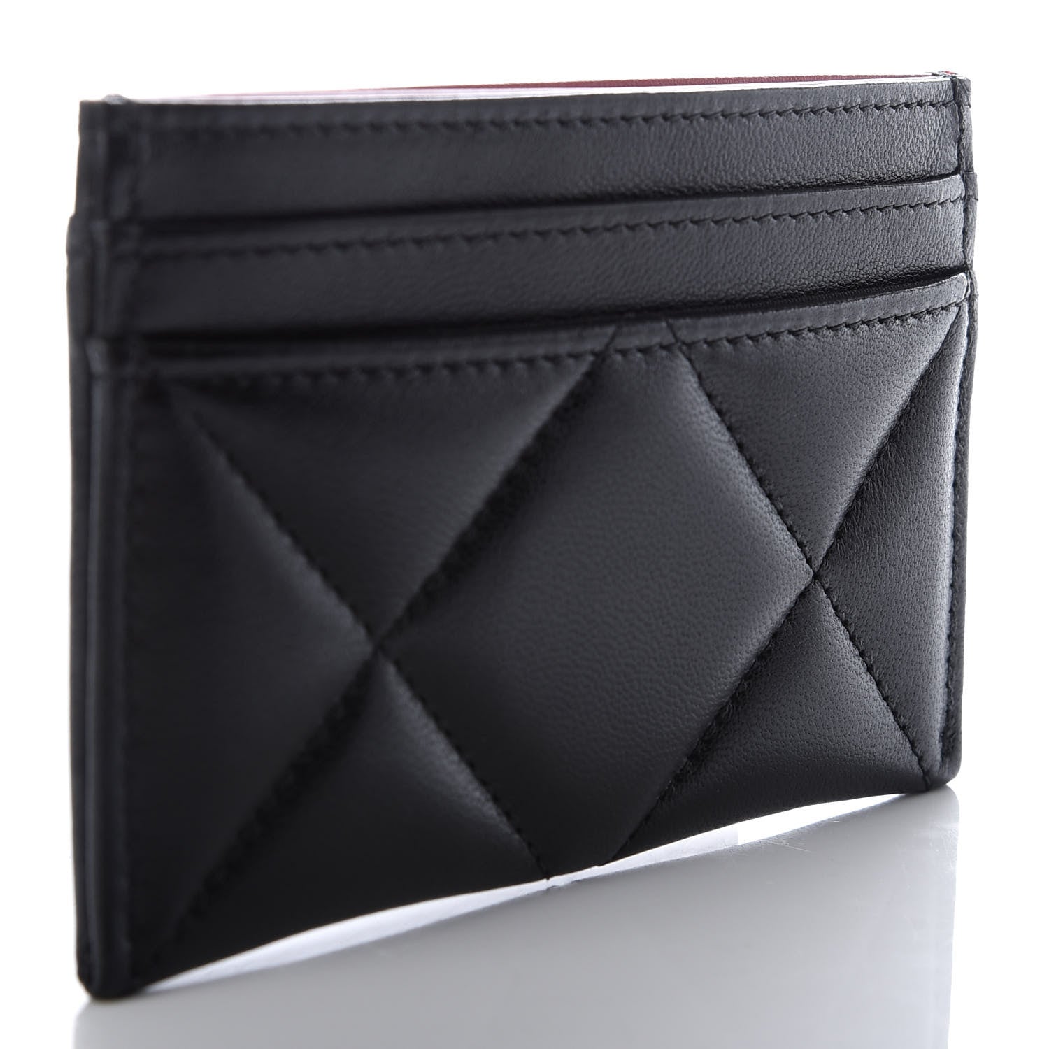 Chanel Shiny Goatskin Quilted Chanel 19 Card Holder Black 3 of 9