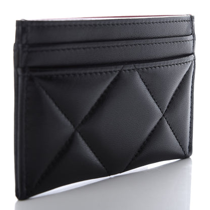 Chanel Shiny Goatskin Quilted Chanel 19 Card Holder Black 3 of 9