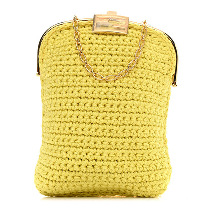 Fendi Fabric Crochet Baguette Phone Bag Giallo 1 of 10