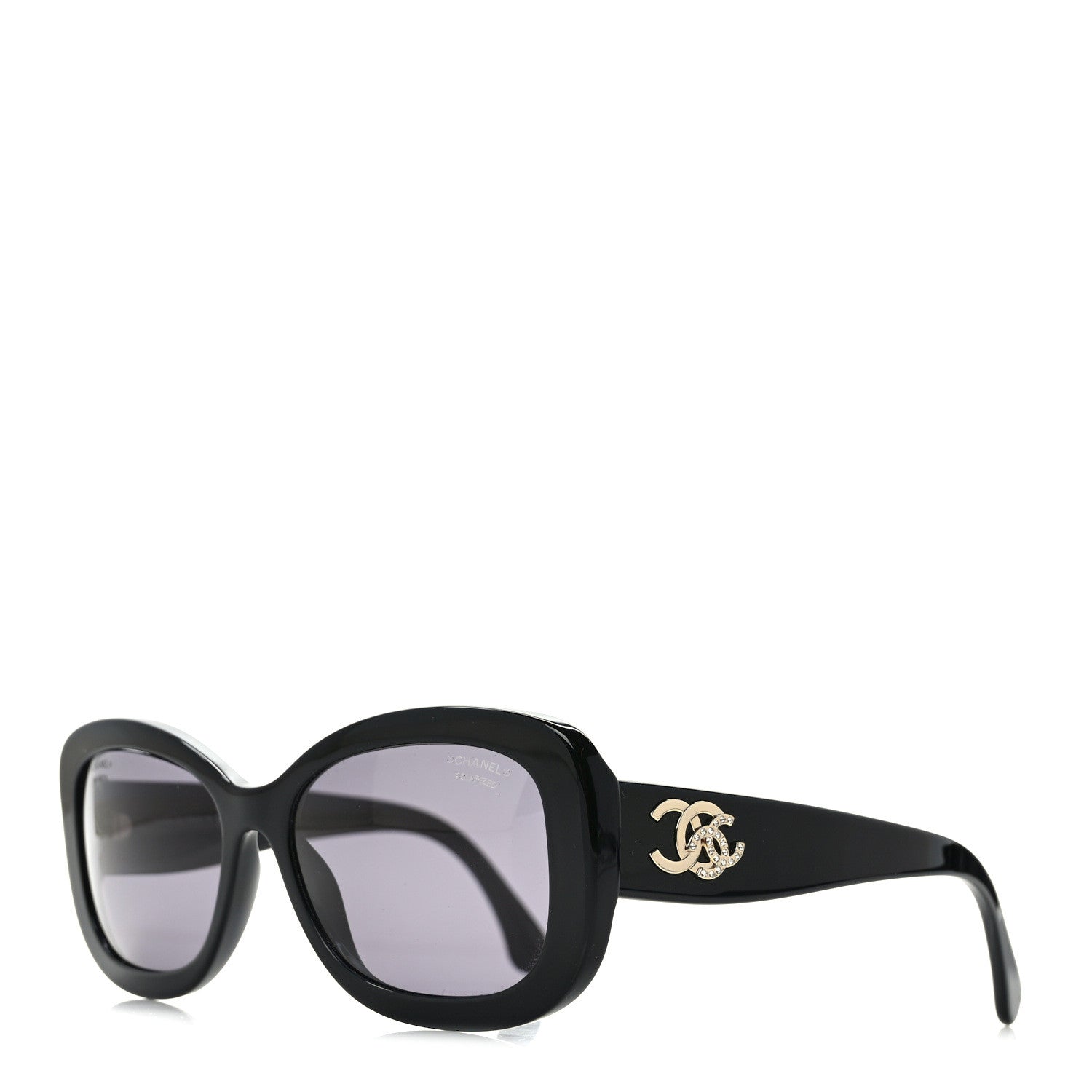 Chanel Acetate Polarized Oval CC Sunglasses 5468-B Black 1 of 8