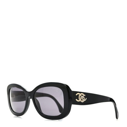 Chanel Acetate Polarized Oval CC Sunglasses 5468-B Black 1 of 8
