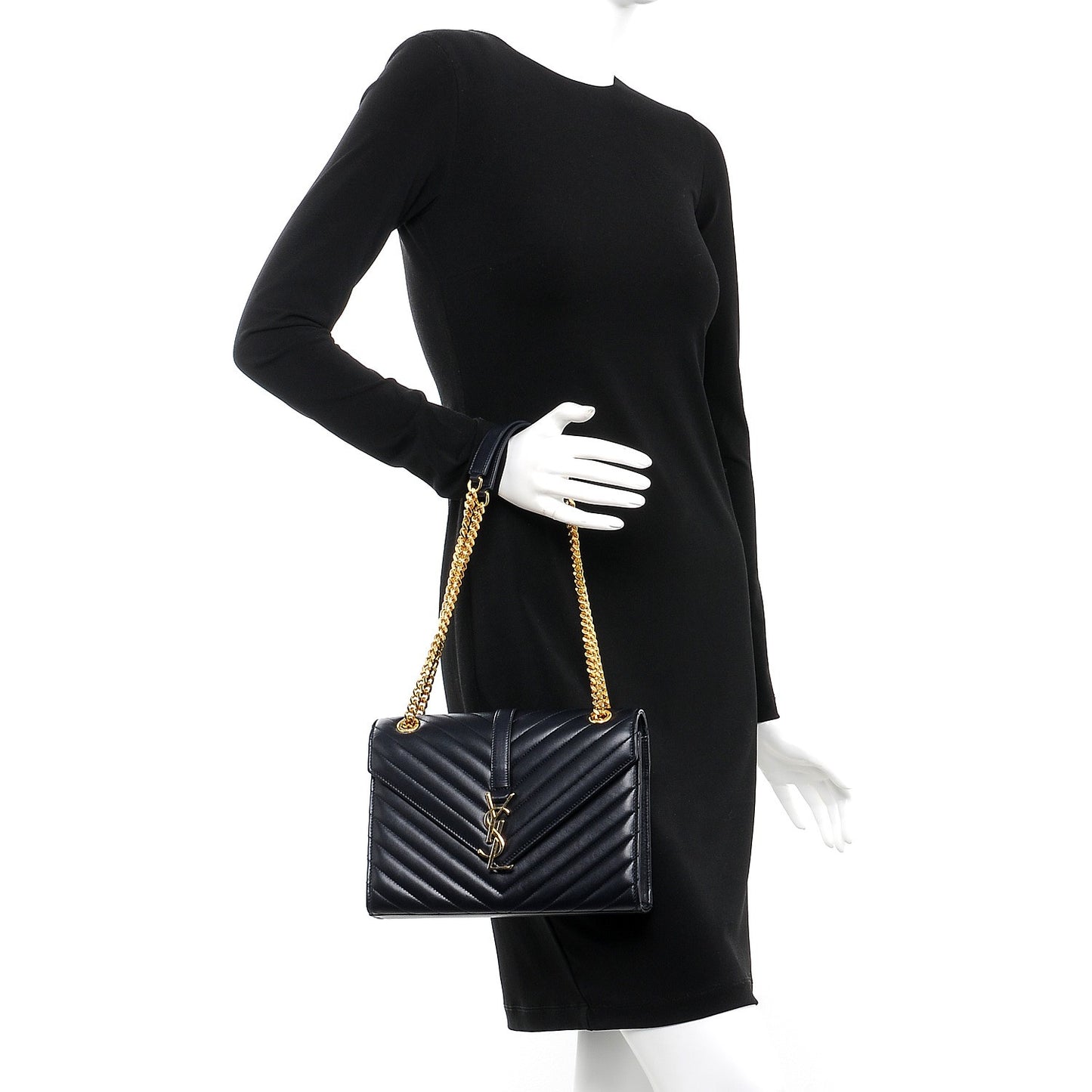 Lambskin Matelasse Chevron Medium Monogram Satchel Navy