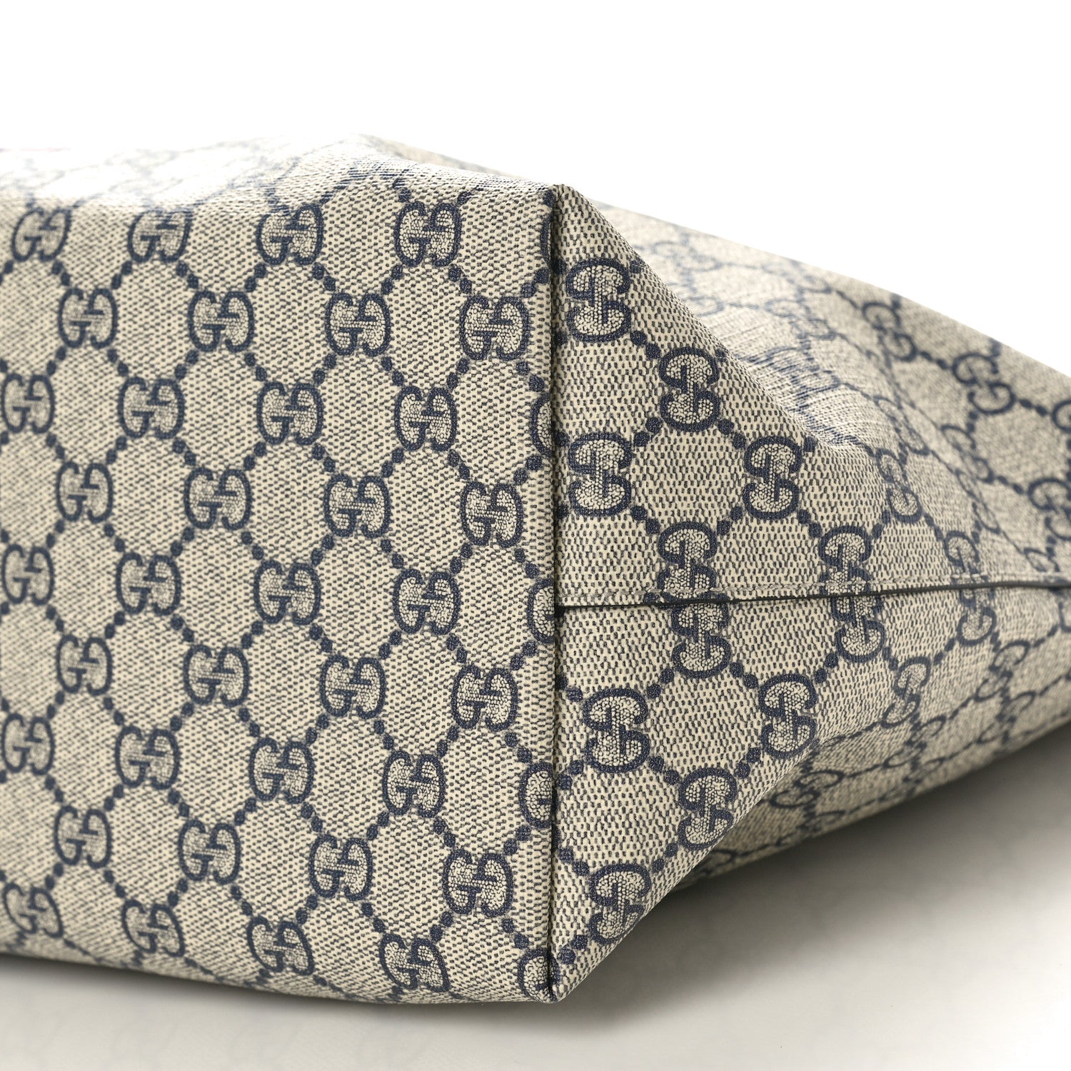 Gucci GG Supreme Monogram Textured Calfskin Web Medium Ophidia Shopping Tote Beige Blue 10 of 10