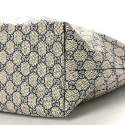 Gucci GG Supreme Monogram Textured Calfskin Web Medium Ophidia Shopping Tote Beige Blue 10 of 10