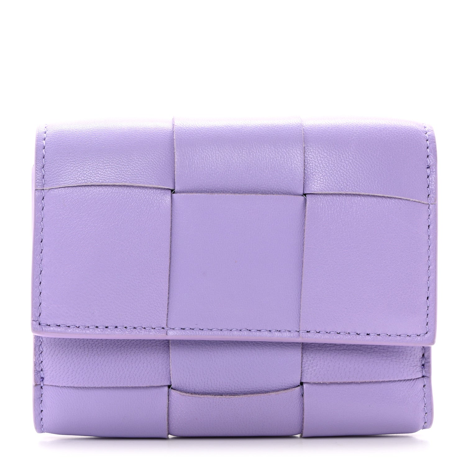 Bottega Veneta Nappa Calfskin Maxi Intrecciato Cassette Tri-Fold Wallet Wisteria 1 of 7