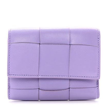 Bottega Veneta Nappa Calfskin Maxi Intrecciato Cassette Tri-Fold Wallet Wisteria 1 of 7