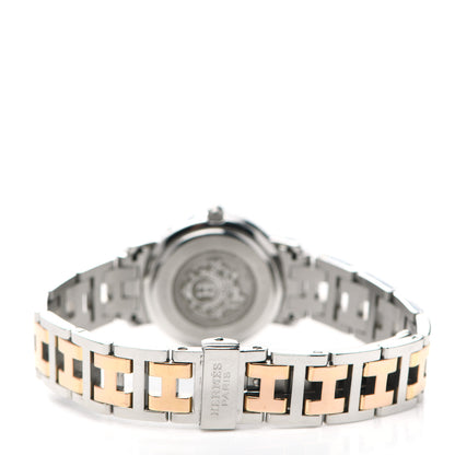 Hermes Stainless Steel Mother of Pearl 24mm Clipper Quartz Watch Rose Gold 5 of 8