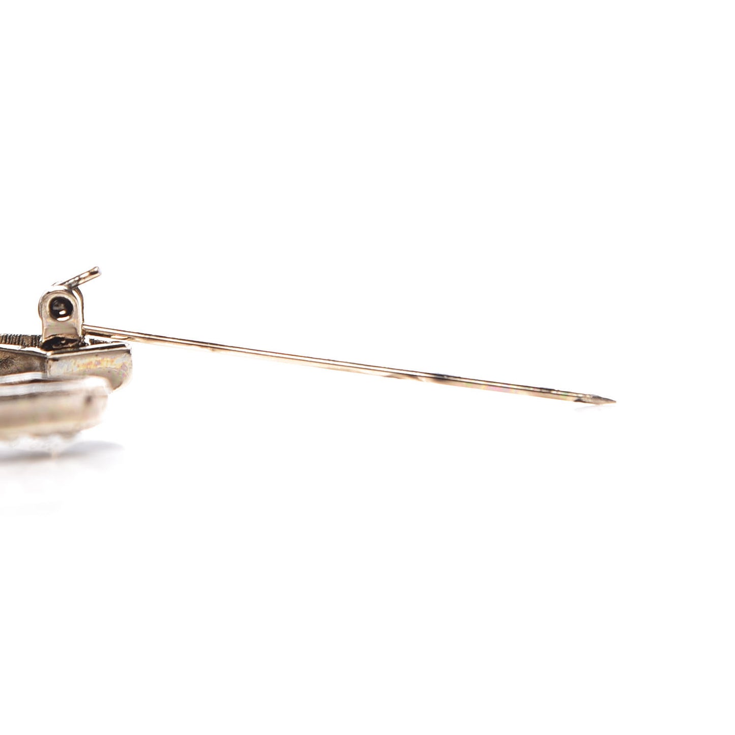 Pearl Chain CC Tassel Brooch Gold