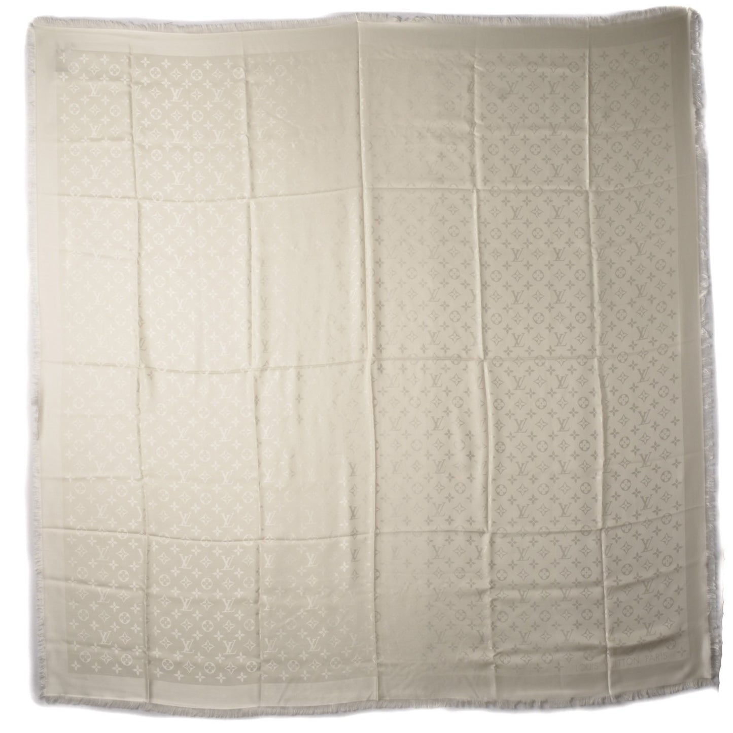 Silk Wool Monogram Shawl White