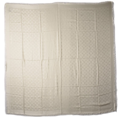 Louis Vuitton Silk Wool Monogram Shawl White 3 of 5