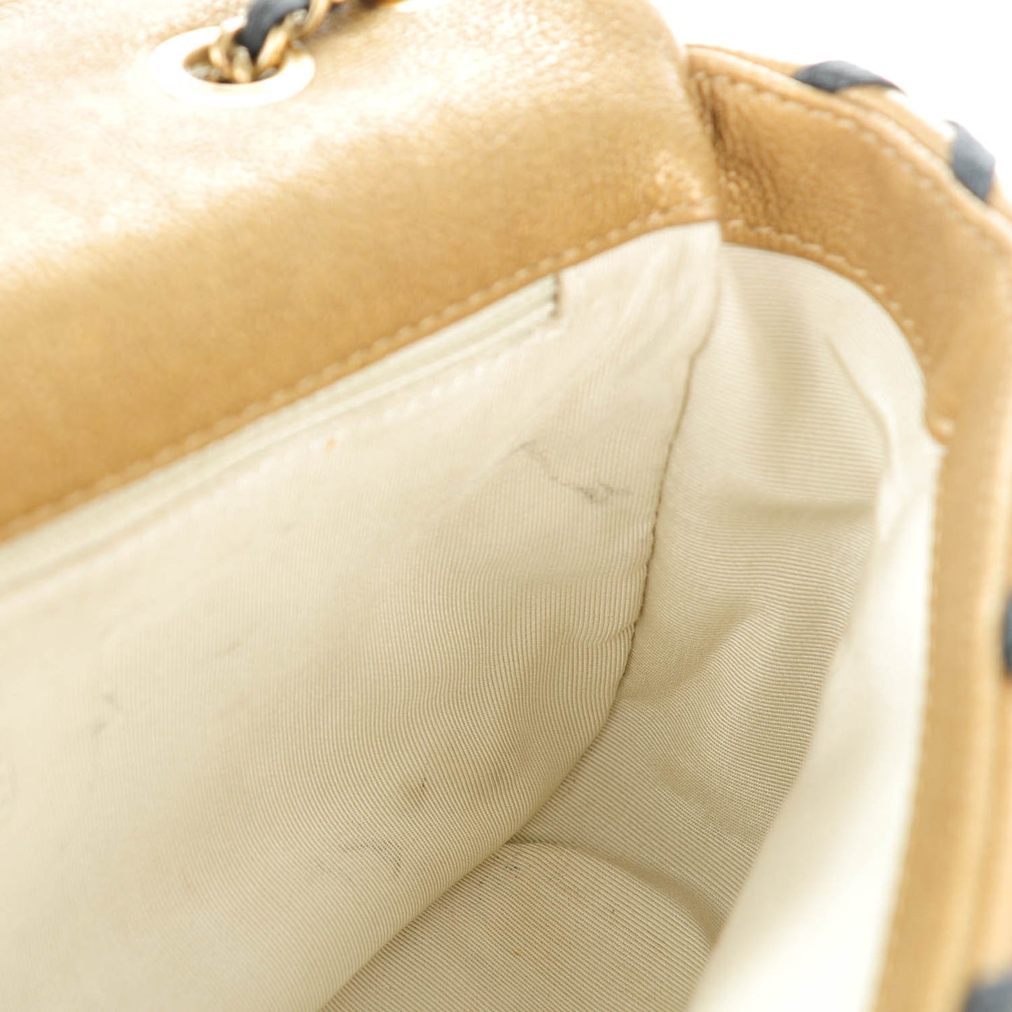 Calfskin Small Canebiers Net Flap Dark Gold