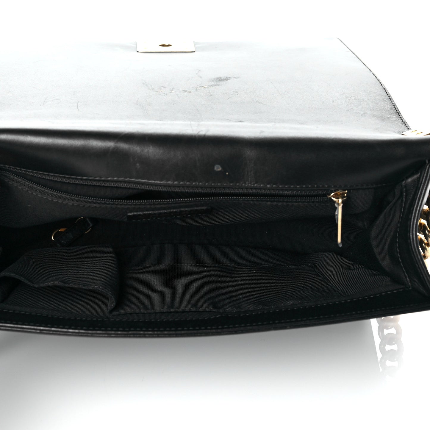Lambskin Quilted Large Boy Flap Black