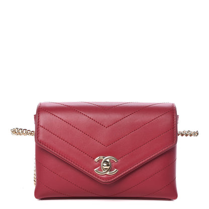 Chanel Calfskin Chevron Stitched Coco Waist Bag Red 1 of 9