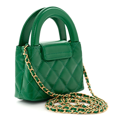 Chanel Shiny Aged Calfskin Quilted Mini Nano Kelly Shopper Green 3 of 11